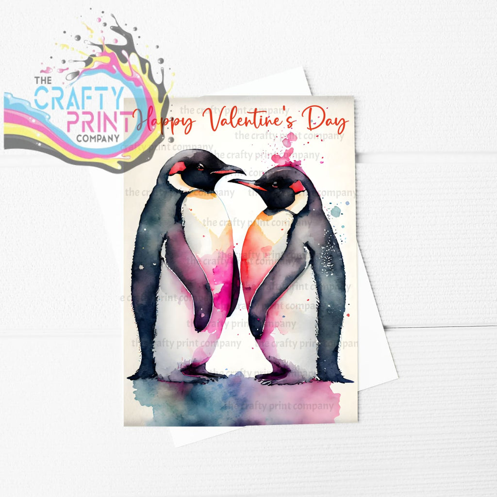 Happy Valentine’s Penguins A5 Card - Greeting & Note Cards