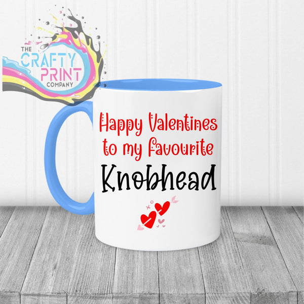 Happy Valentines to my favourite Knobhead Mug - Blue Handle