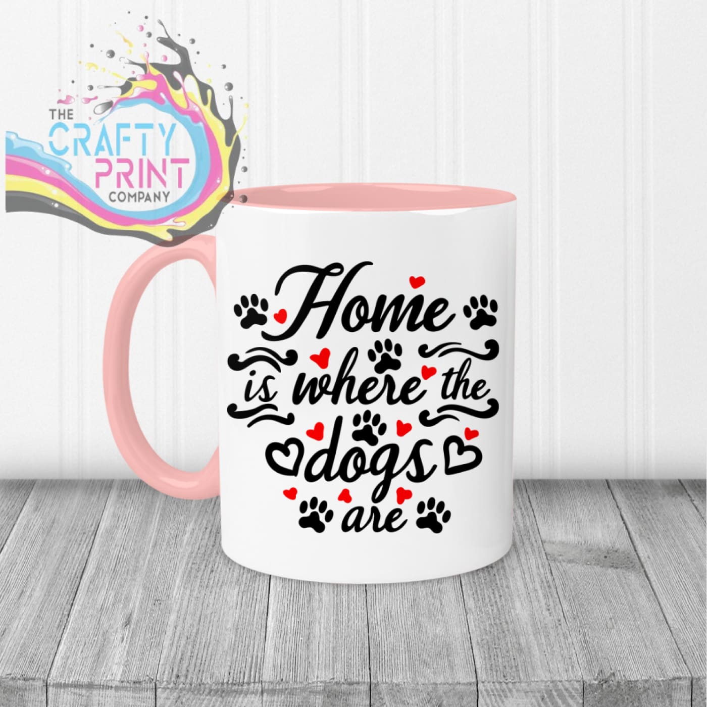 Home is where the dogs are Mug - Pink Handle & Inner - Mugs