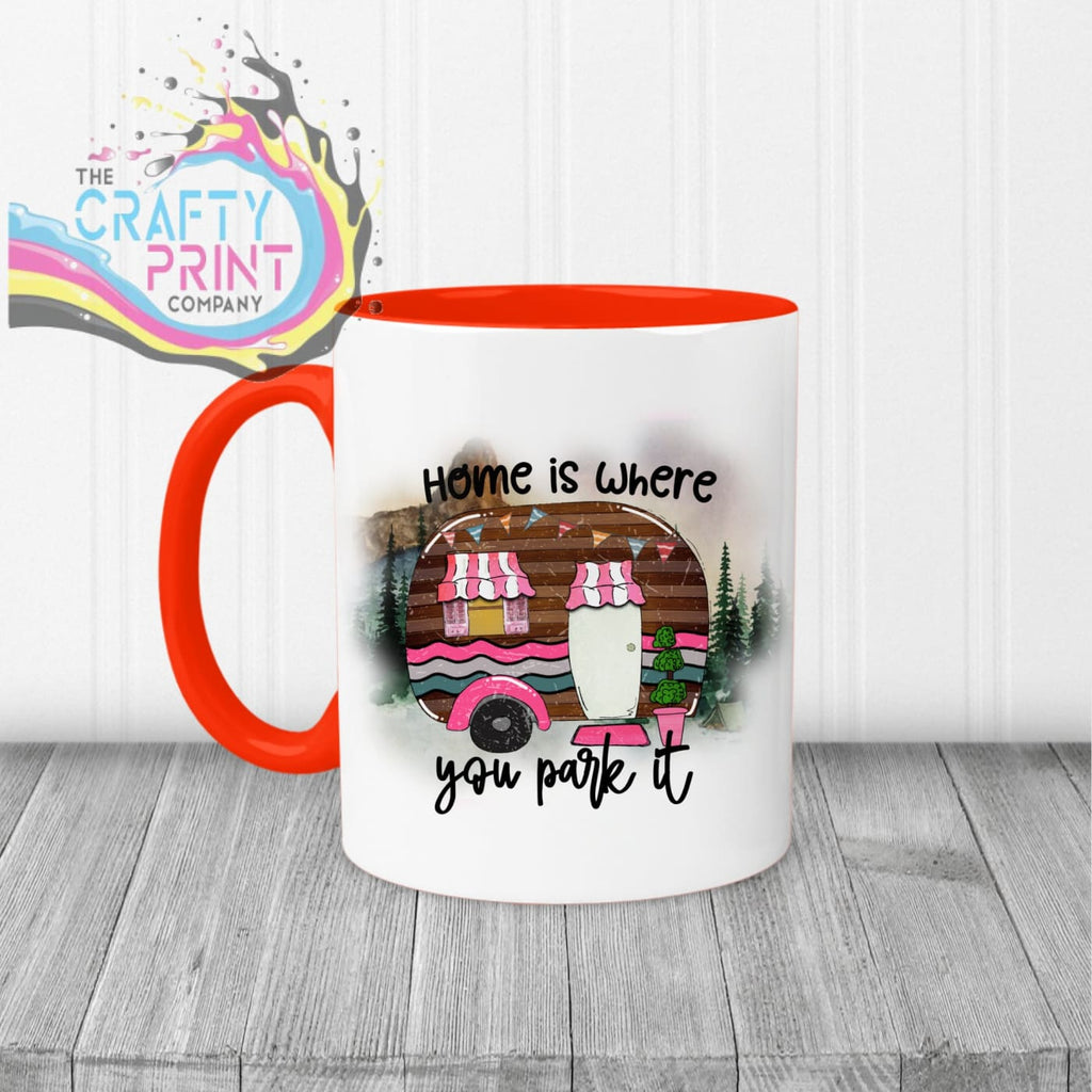 Home is where you park it Mug - Red Handle & Inner - Mugs