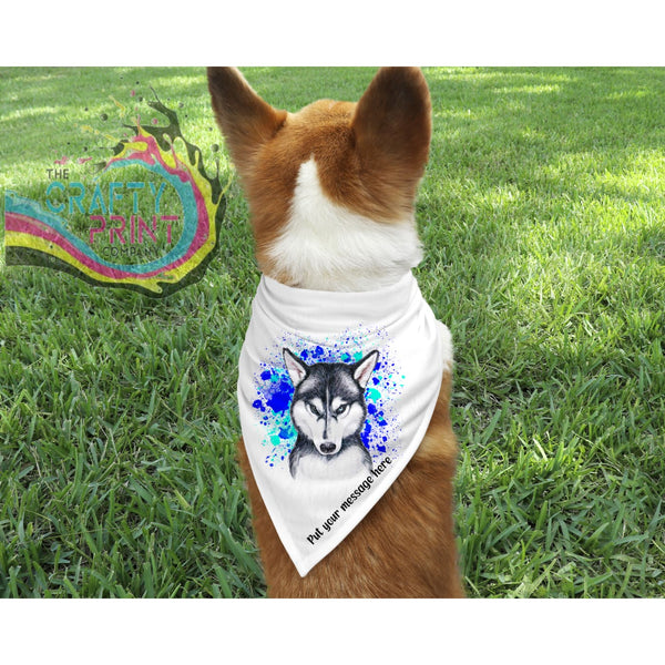 Husky Paint Splatter Personalised Dog Bandana - Blue - Green