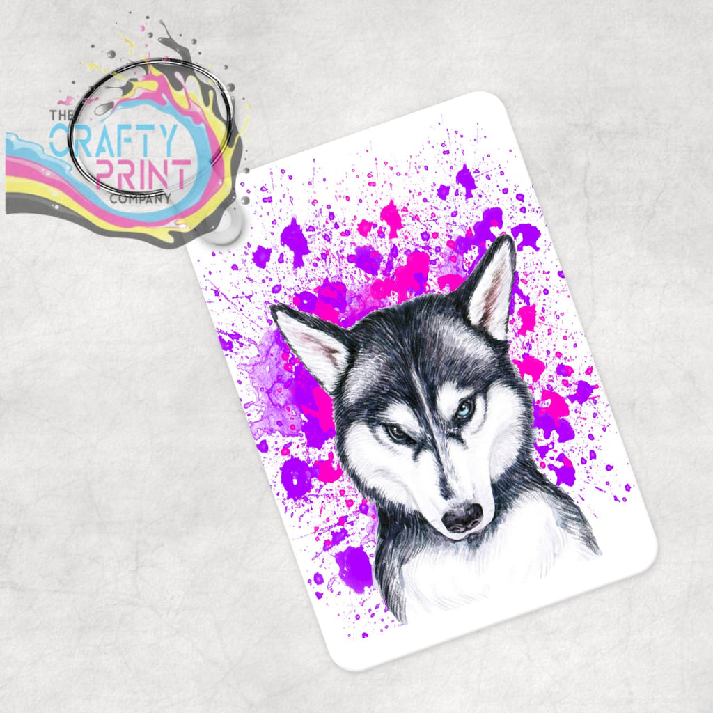 Husky Paint Splatter Personalised Keyring - Pink - Purple -