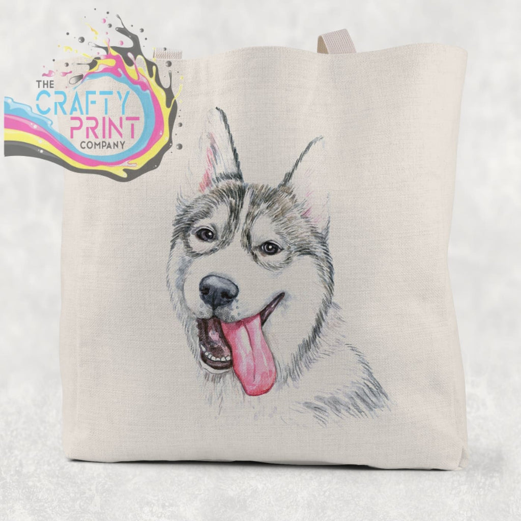 Husky Tongue Out Cotton Tote Bag - Shopping Totes