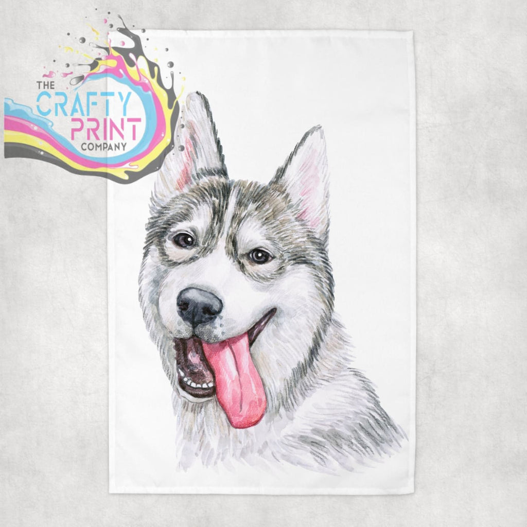 Husky Tongue Out Tea Towel - Kitchen Towels