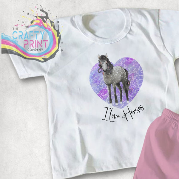 I love Horses Children’s T-shirt - Dapple Grey - Shirts &