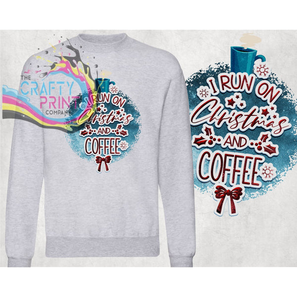 I run on Christmas and Coffee Jumper - Grey - Shirts & Tops