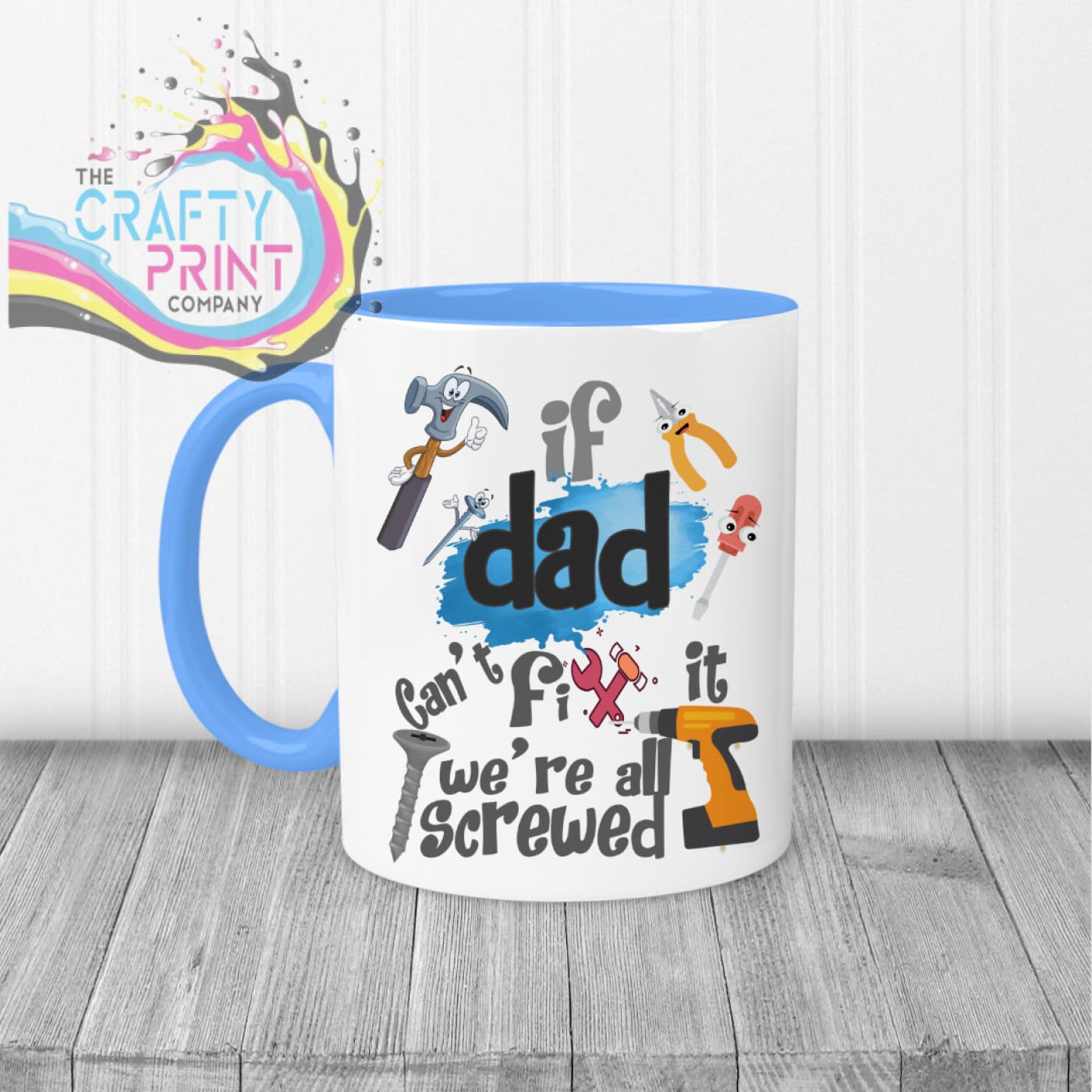 If Dad can’t fix it we’re all screwed V2 Mug - Blue Handle