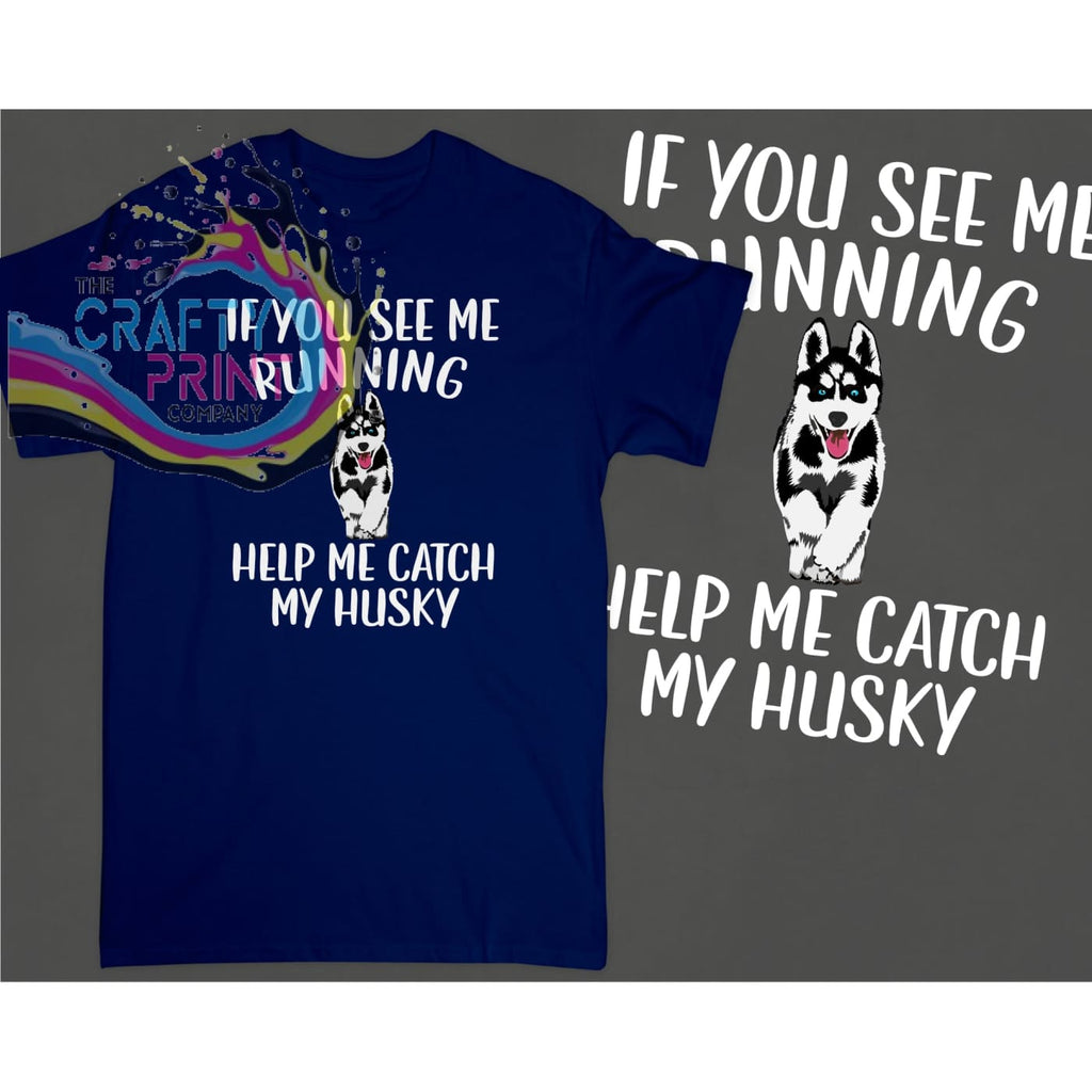 If you see me running Husky T-shirt - Dark Blue - Shirts &