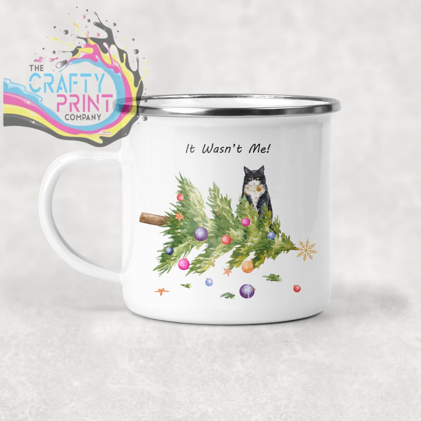 It wasn’t me Christmas Tree Cat Mug - Enamel - Mugs