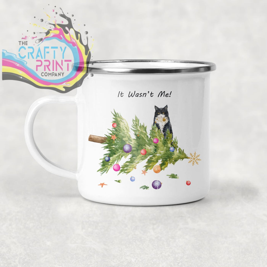 It wasn’t me Christmas Tree Cat Mug - Enamel - Mugs
