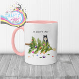 It wasn’t me Christmas Tree Cat Mug - Pink Handle & Inner