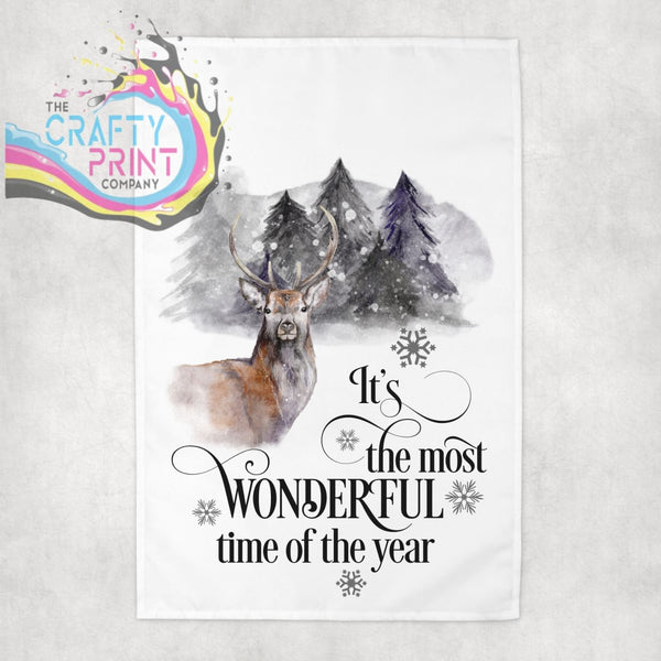 It’s the most wonderful time of year Stag Tea Towel - Plain