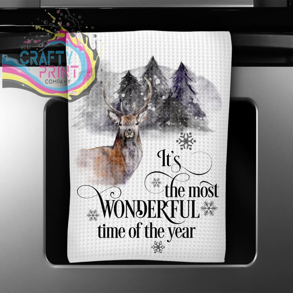 It’s the most wonderful time of year Stag Tea Towel - Waffle
