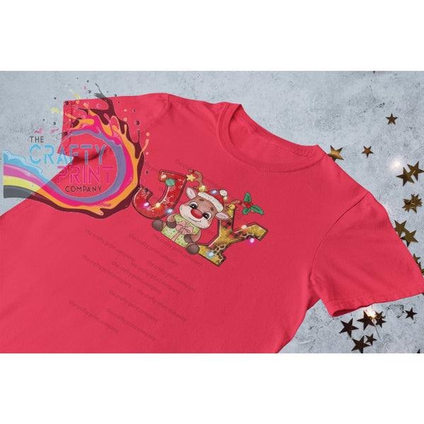 Joy Reindeer Children’s T-shirt - Red / 3-4 Years