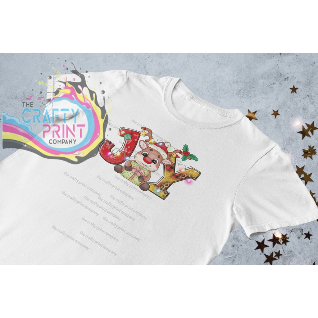 Joy Reindeer Children’s T-shirt - White / 1-2 Years - Shirts