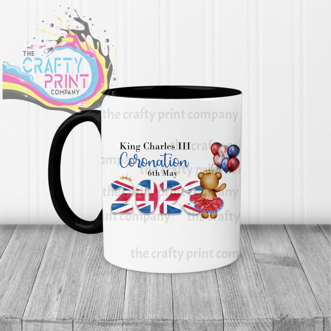 King Charles III Coronation 2023 Balloon Mug - Black Handle