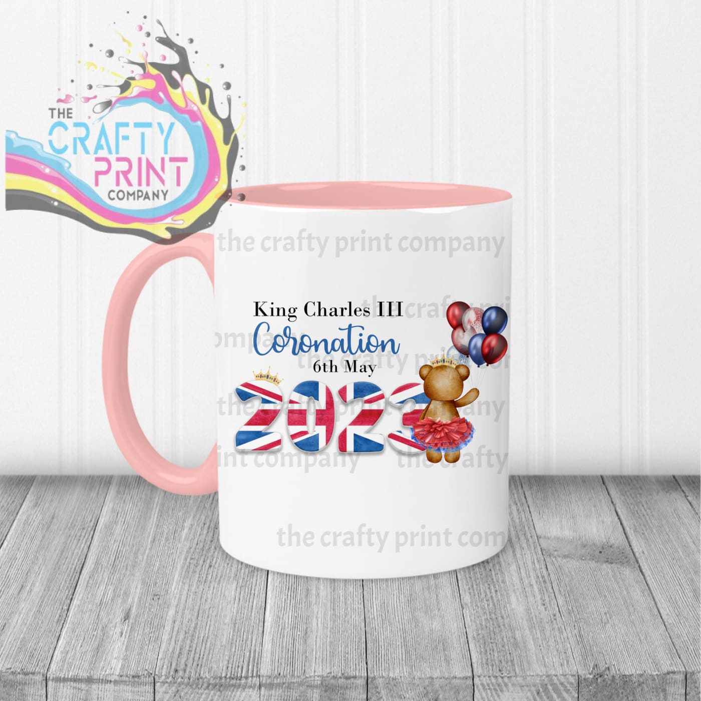 King Charles III Coronation 2023 Balloon Mug - Pink Handle