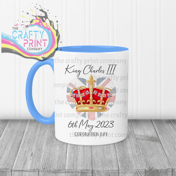 King Charles III Coronation 2023 Crown Mug - Blue Handle &
