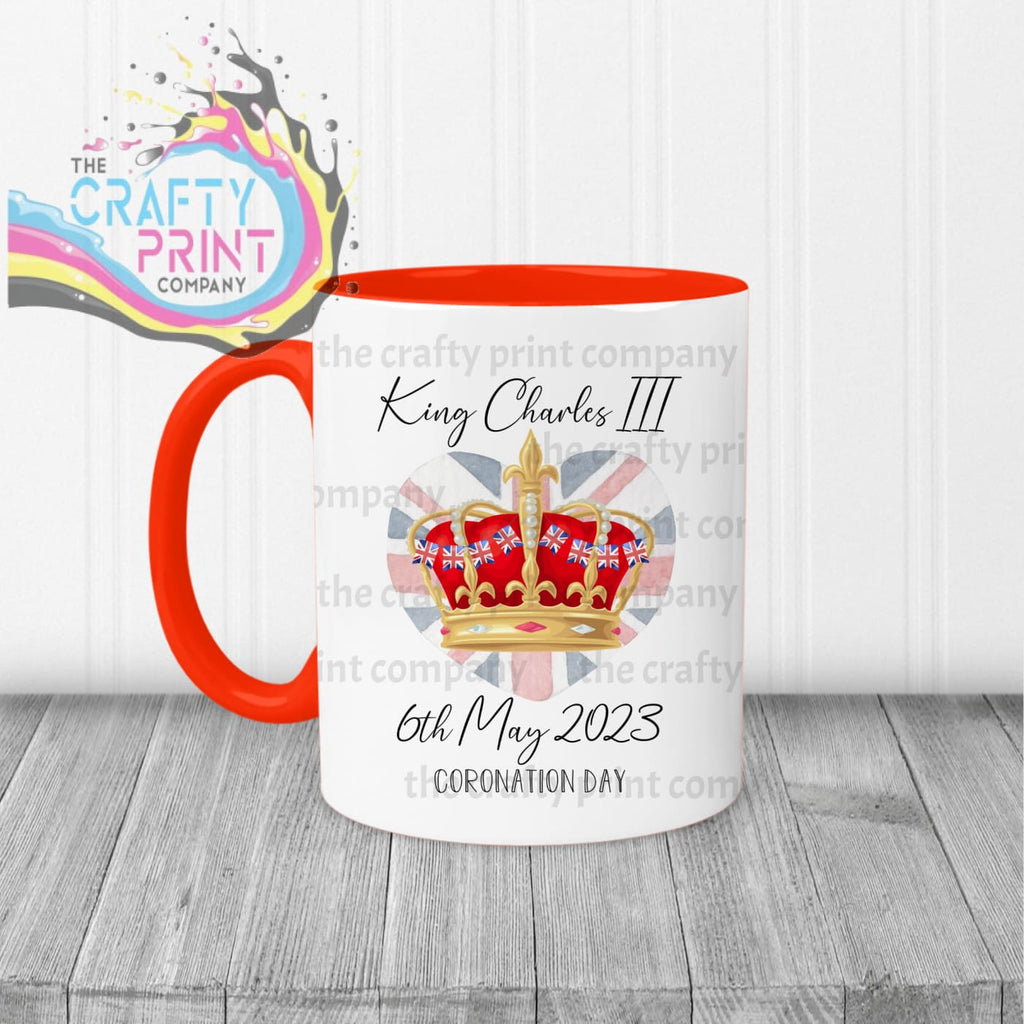 King Charles III Coronation 2023 Crown Mug - Red Handle &