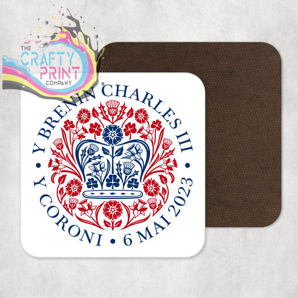 Official King Charles III Coronation Logo Coaster - Welsh