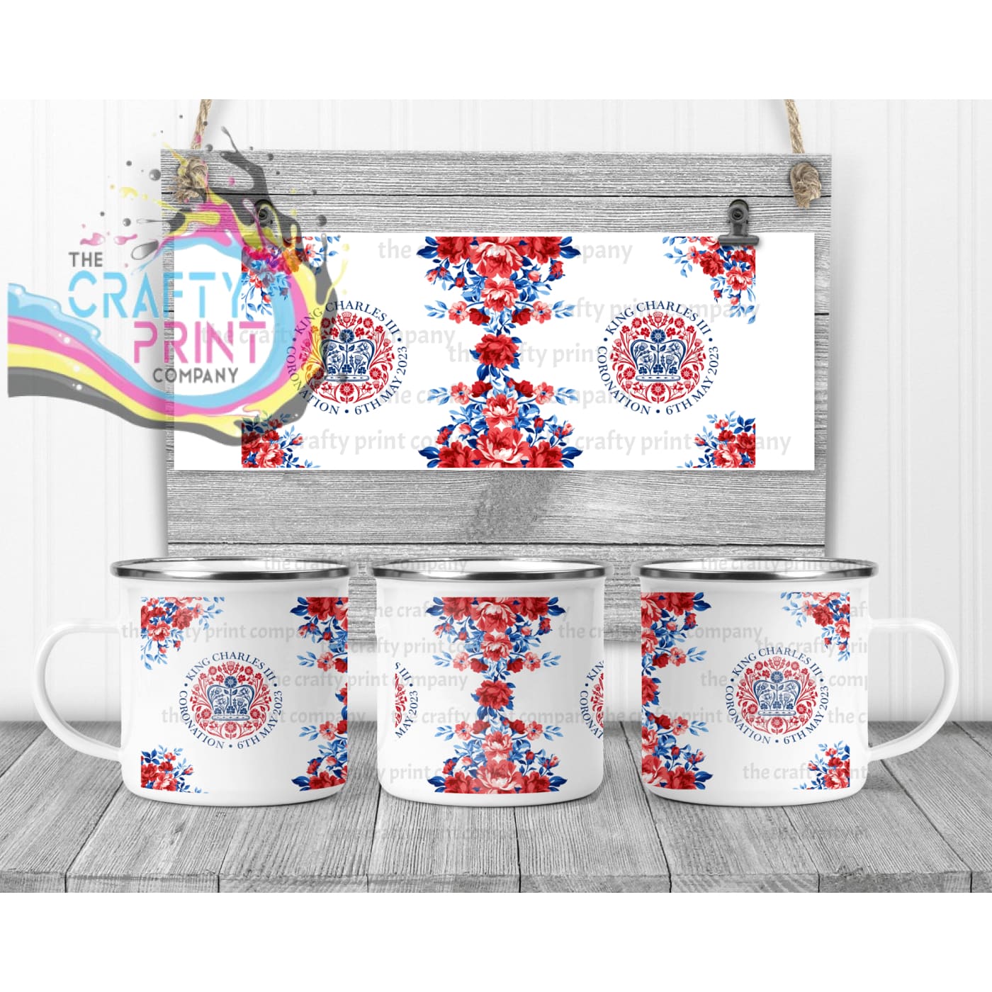 King Charles III Coronation Logo Flowers Mug - Enamel