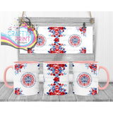 King Charles III Coronation Logo Flowers Mug - Pink Handle