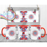 King Charles III Coronation Logo Flowers Mug - Red Handle &