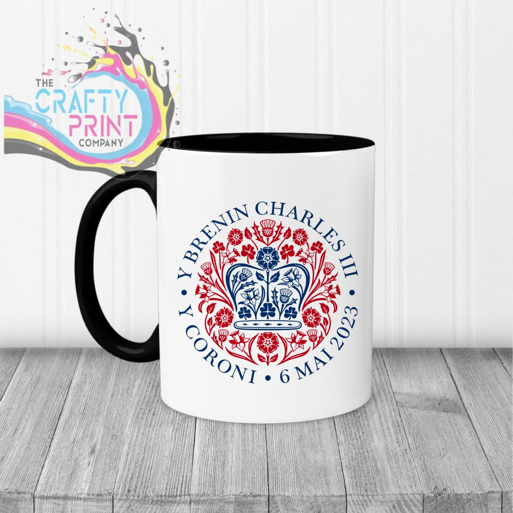 Official King Charles III Coronation Logo Mug - Black Handle