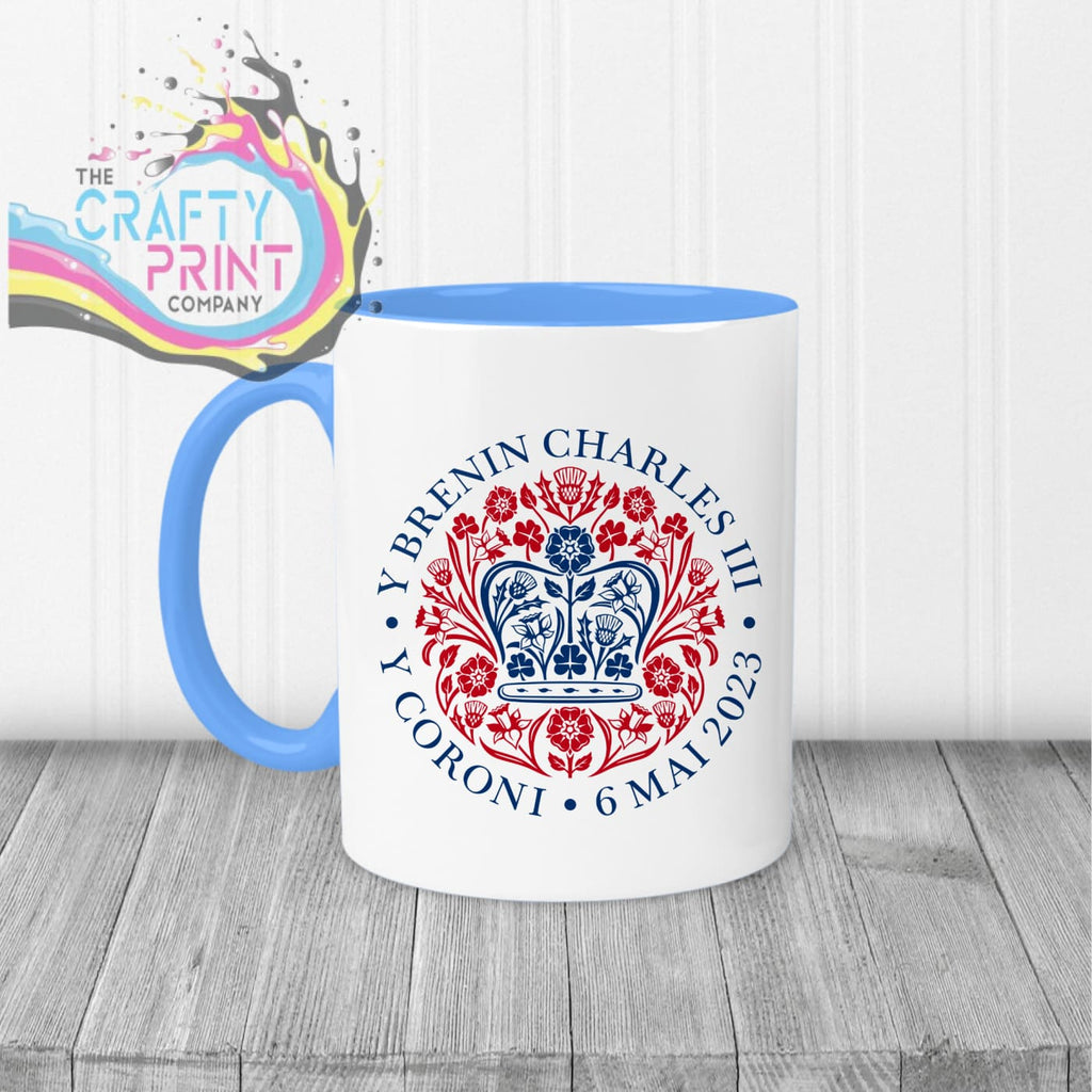 Official King Charles III Coronation Logo Mug - Blue Handle