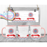 King Charles III Coronation Logo Scroll Mug - Pink Handle &