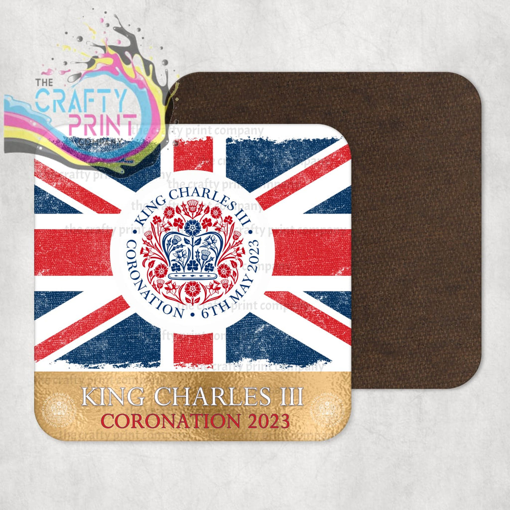 King Charles III Coronation Logo with Flag Coaster -