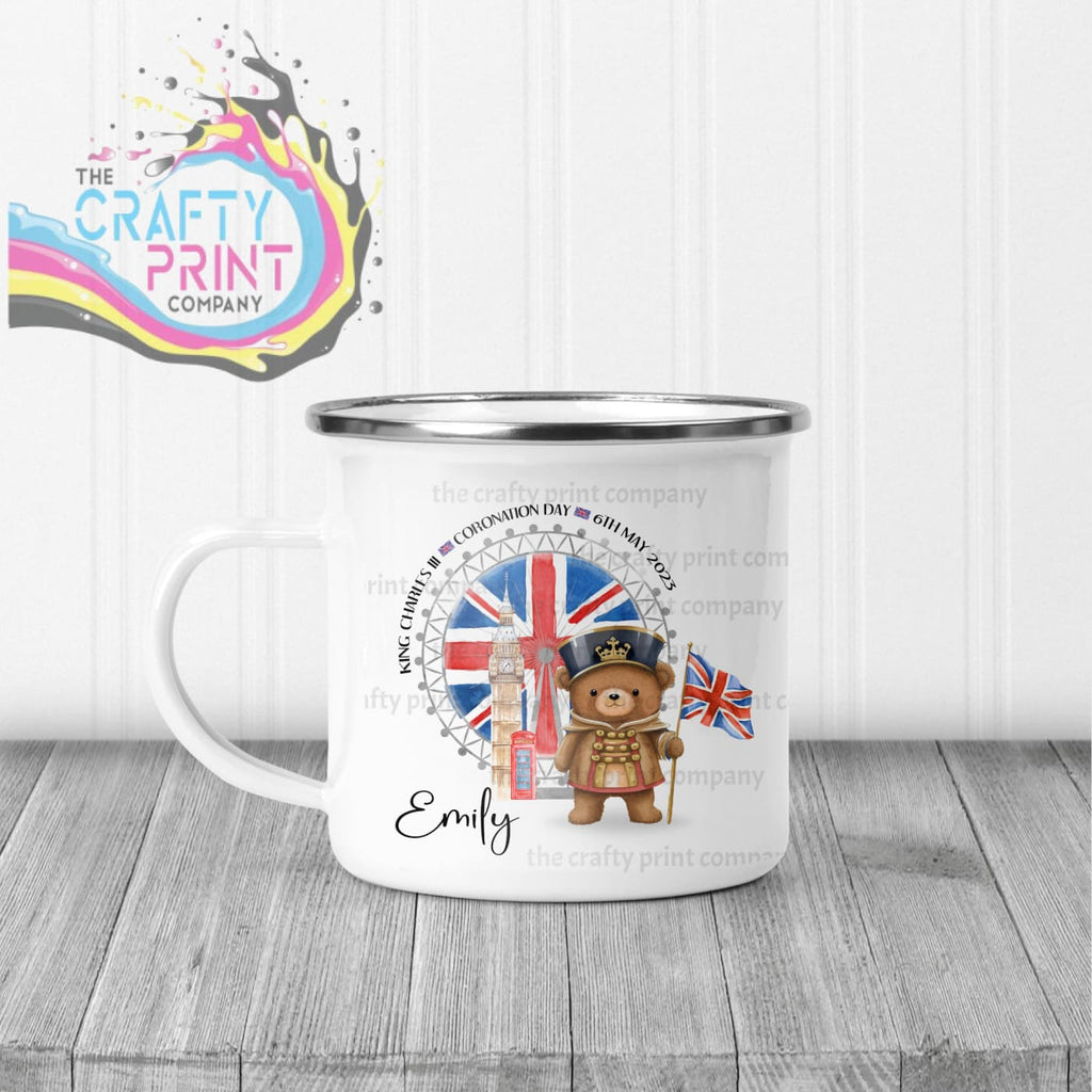 King Charles III Coronation Teddy Flag Mug - Enamel - Mugs