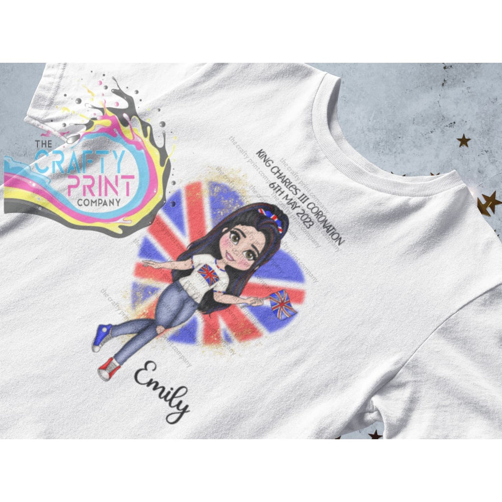 Kings Coronation Girl with Heart T-shirt Personalised -