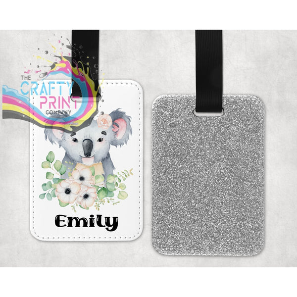 Koala Glitter Bag Tag - Silver - Luggage Tags