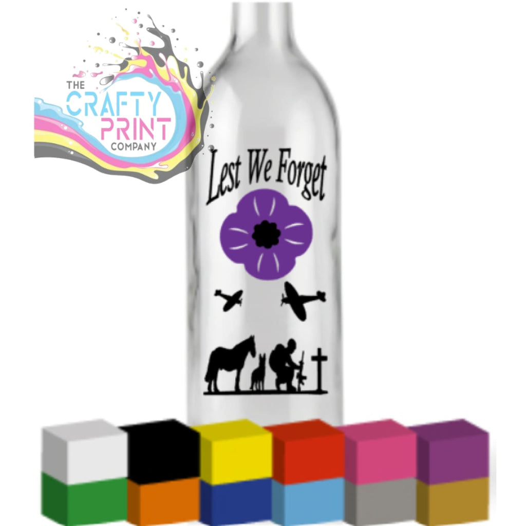 Lest we forget Purple Poppy V2 Bottle Vinyl Decal -