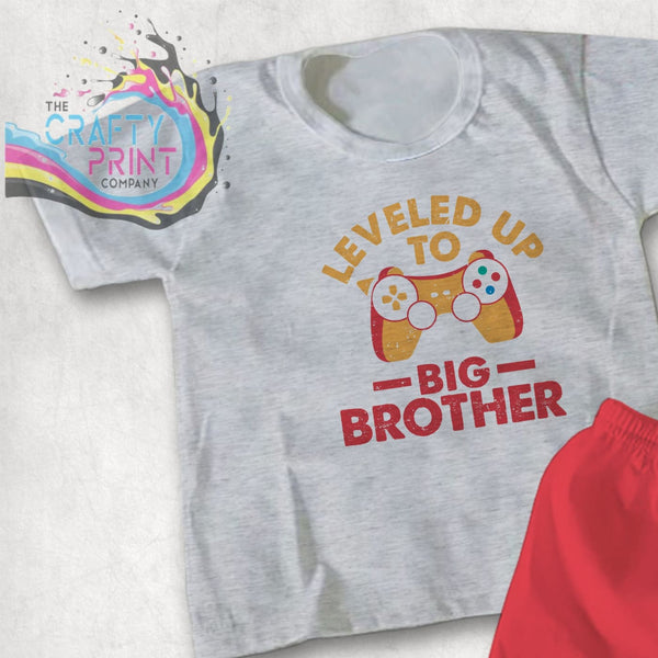 Leveled up to Big Brother T-shirt - Grey Shirts & Tops