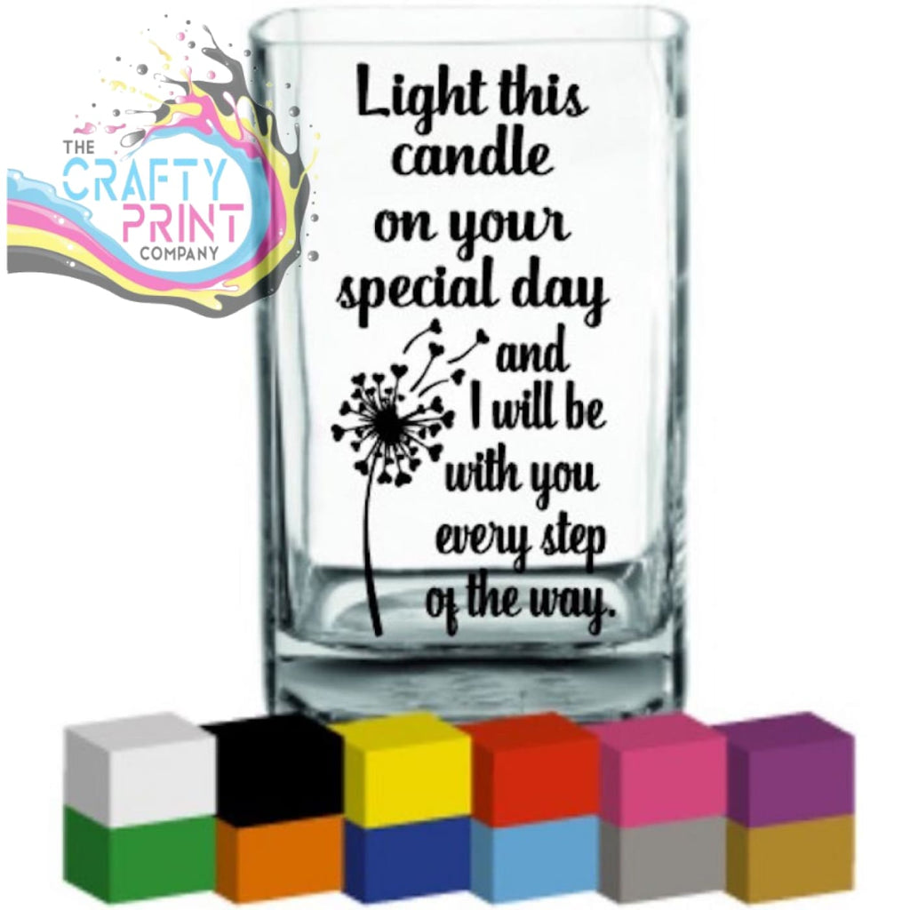 Light this candle on your special day Lantern / Vase Decal