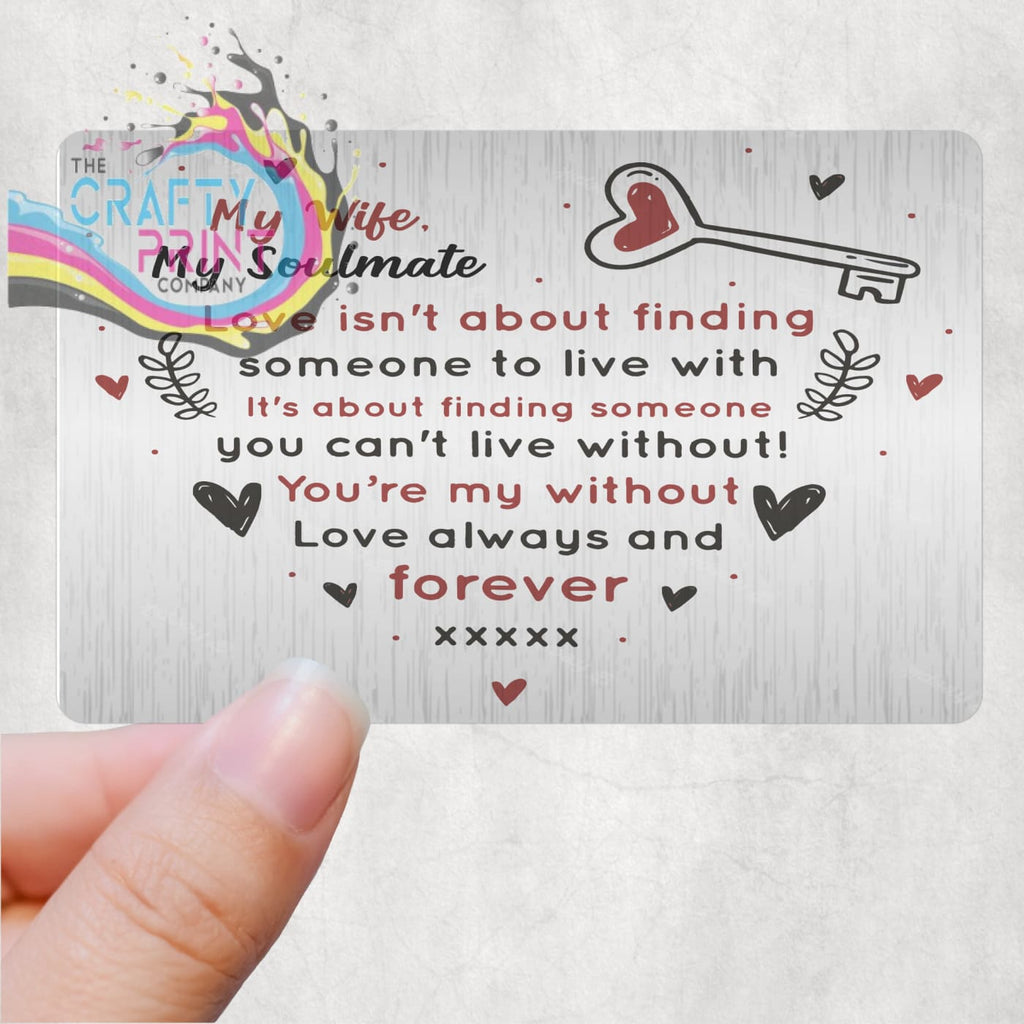 Love isn’t about finding someone to live with Card for