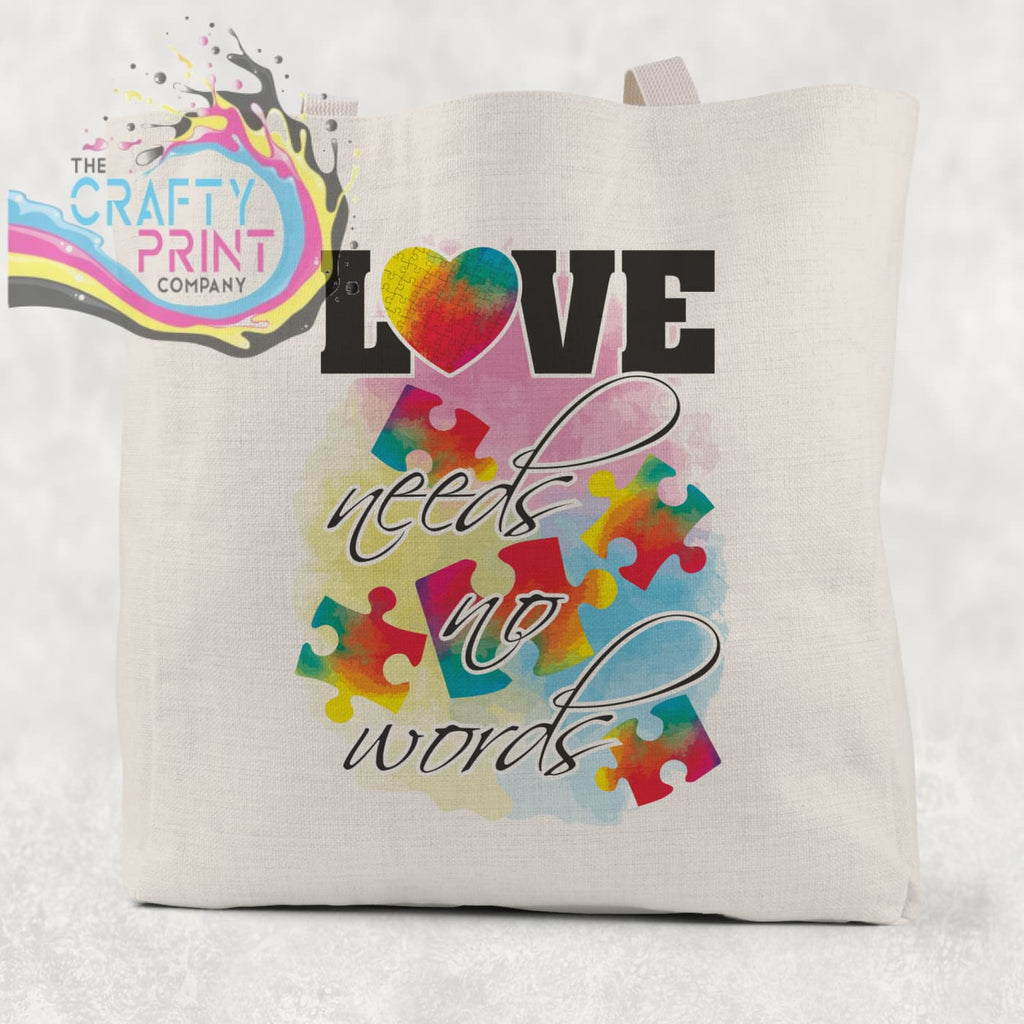 Love Needs no Words Autism Cotton Tote Bag - Shopping Totes