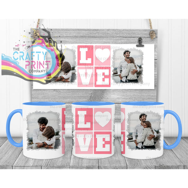 Love Photos Mug - Blue Handle & Inner - Mugs