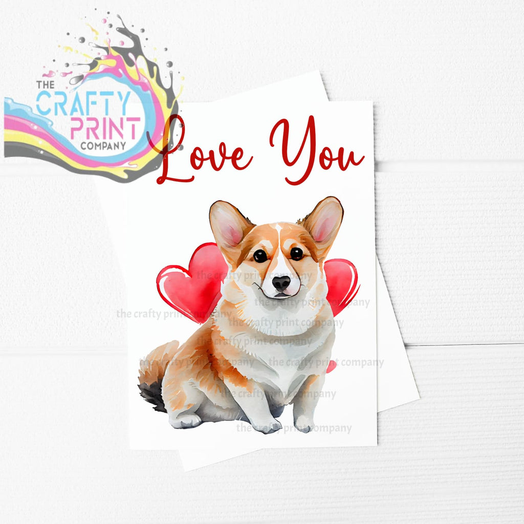 Love You Corgi Valentine’s A5 Card - Greeting & Note Cards