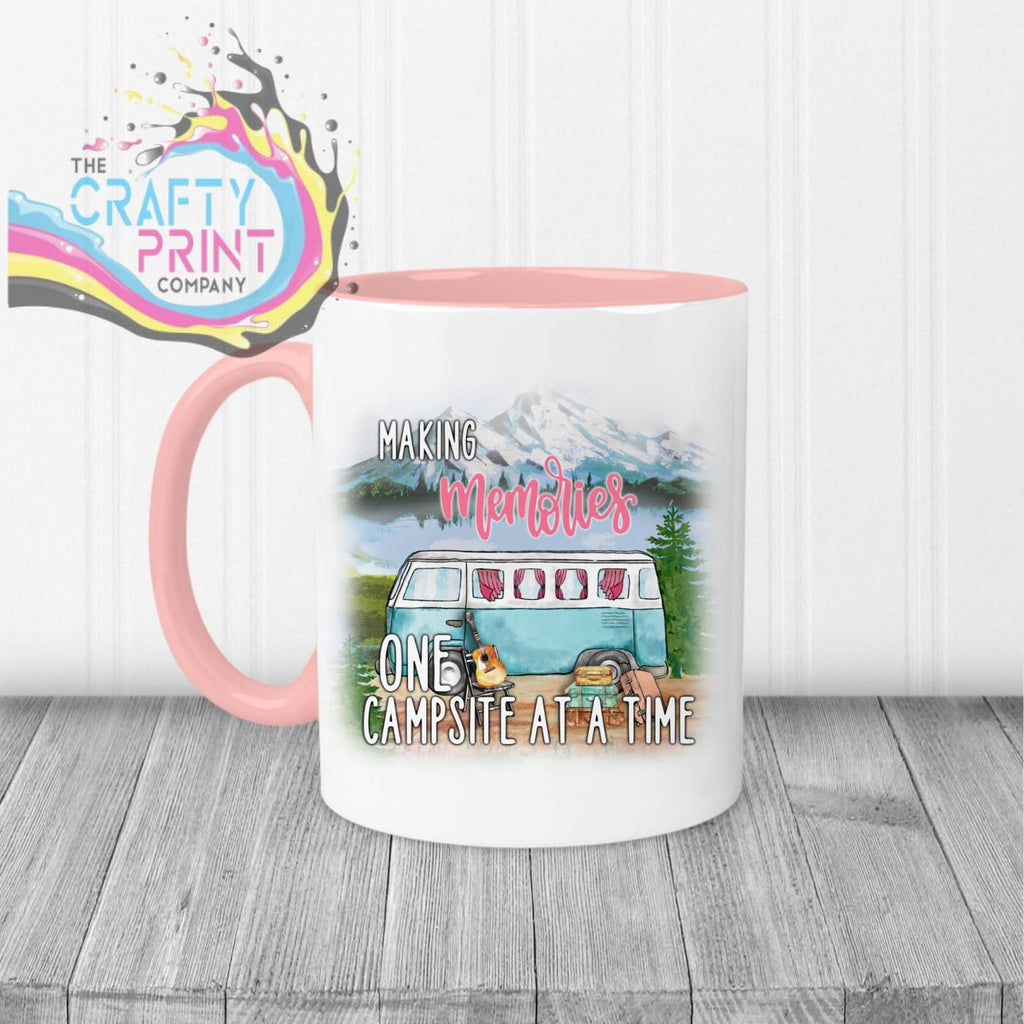 Making memories one campsite at a time Mug - Pink Handle &