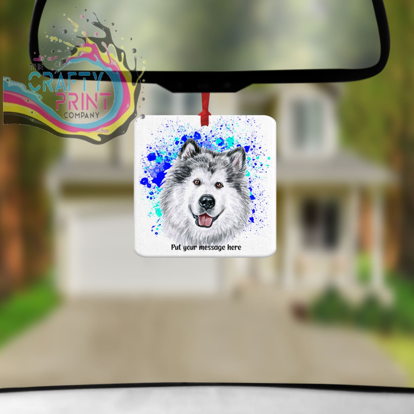 Malamute Paint Splatter Car Air Freshener - Vehicle