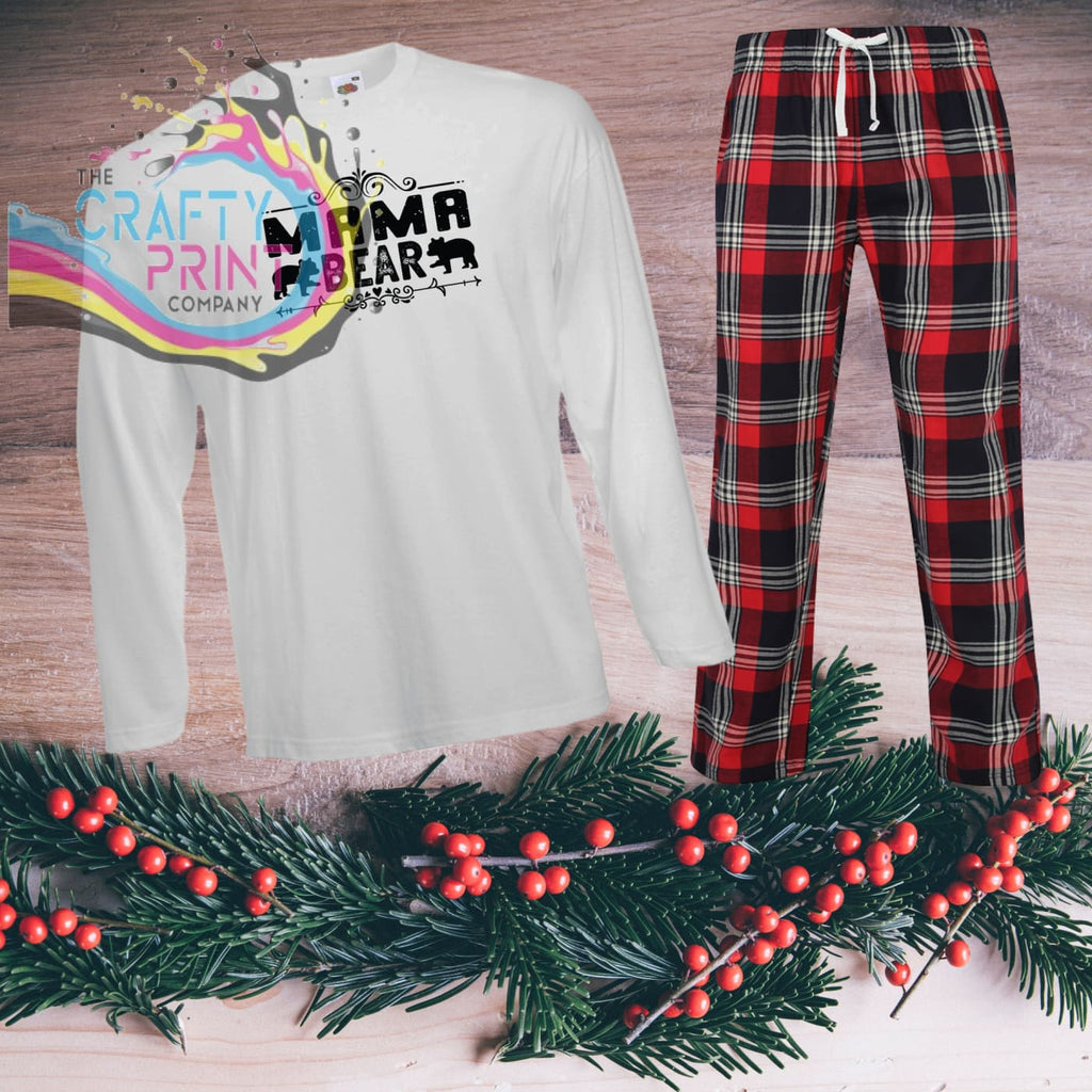 Mama Bear Tartan Pyjamas Adult - Red - Sleepwear &