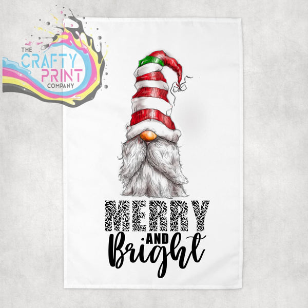 Merry and Bright Gnome Tea Towel - Plain - Kitchen Towels