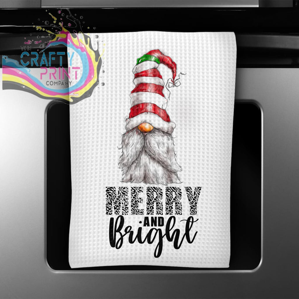 Merry and Bright Gnome Tea Towel - Waffle - Kitchen Towels