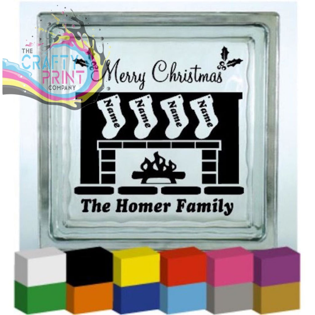 Merry Christmas Fireplace Vinyl Decal Sticker - Decorative