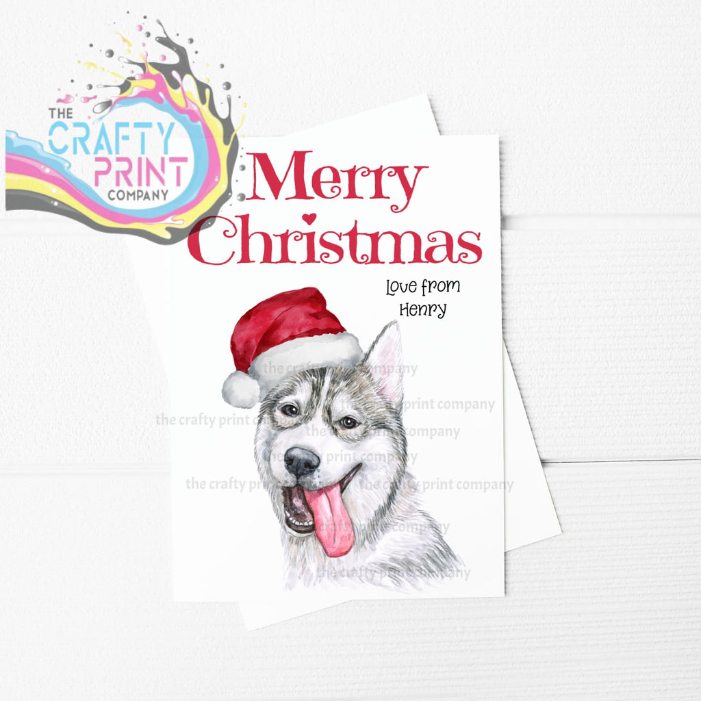 Merry Christmas Husky A5 Card - Greeting & Note Cards