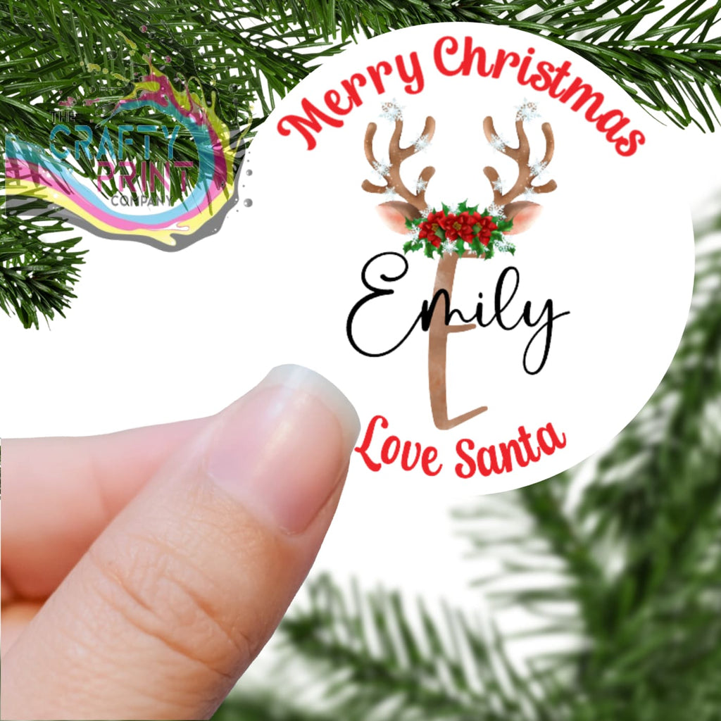 Merry Christmas Reindeer Antler Printed Sticker - Decorative
