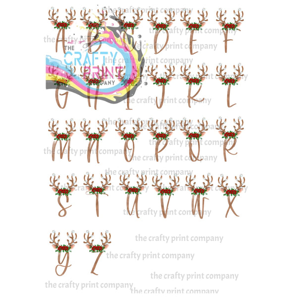 Merry Christmas Reindeer Antler Printed Sticker
